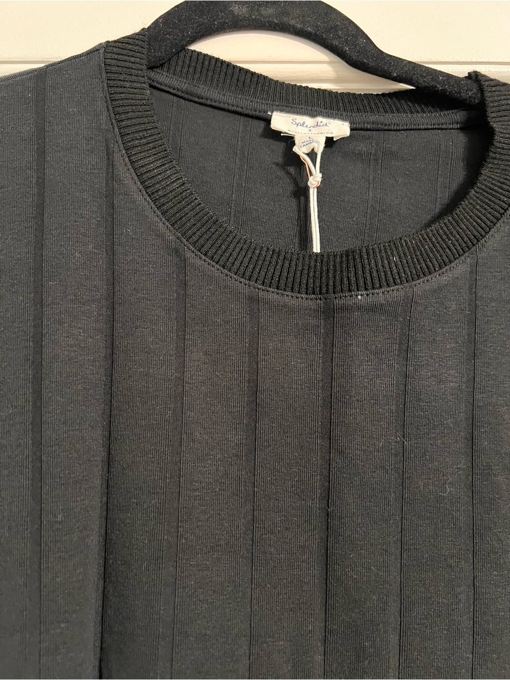 Splendid Black Ribbed Short Sleeve Top - Picture 2 of 6